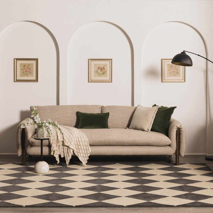 Aradia Modern Geometrical Tan And Charcoal Rug
