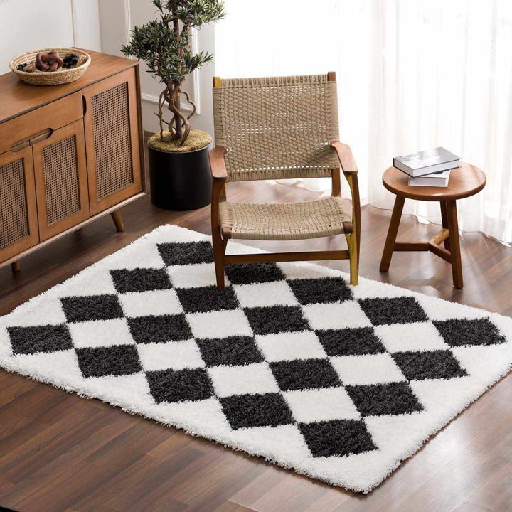 Zahur Modern Geometrical Black And White Rug