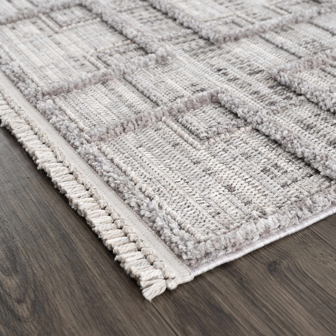 Knocklyon Contemporary Geometrical Design Gray Rug