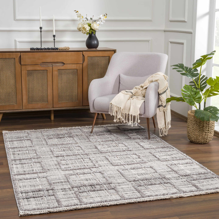 Knocklyon Contemporary Geometrical Design Gray Rug