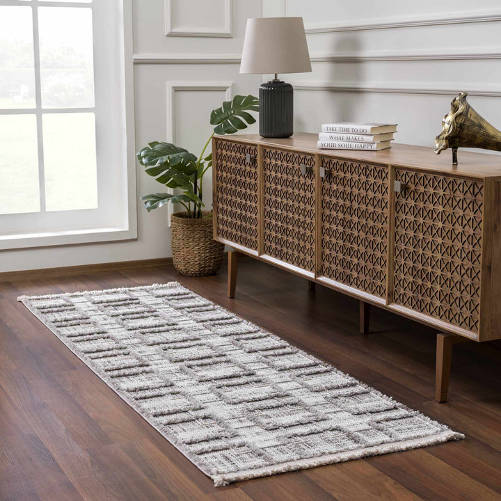 Knocklyon Contemporary Geometrical Design Gray Rug