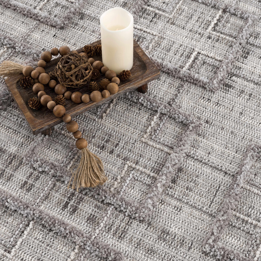 Knocklyon Contemporary Geometrical Design Gray Rug