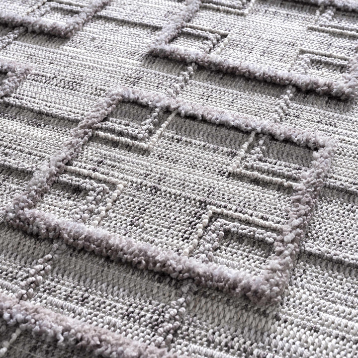 Knocklyon Contemporary Geometrical Design Gray Rug