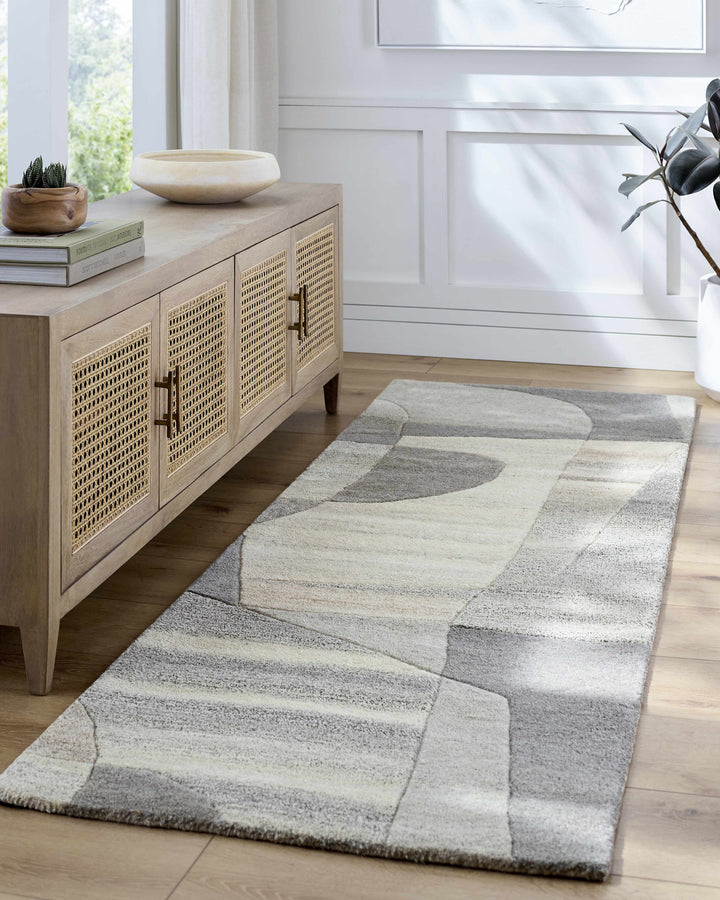 Zareb Contemporary Style Gray Hand Tufted Wool Rug