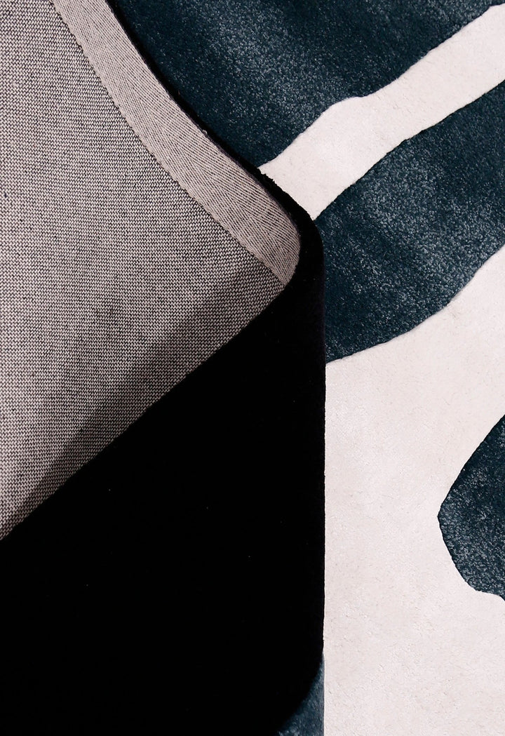 A Woman Riding Horse Ivory And Black Hand Tufted 5x8 Wool Area Rug - The Rug Decor