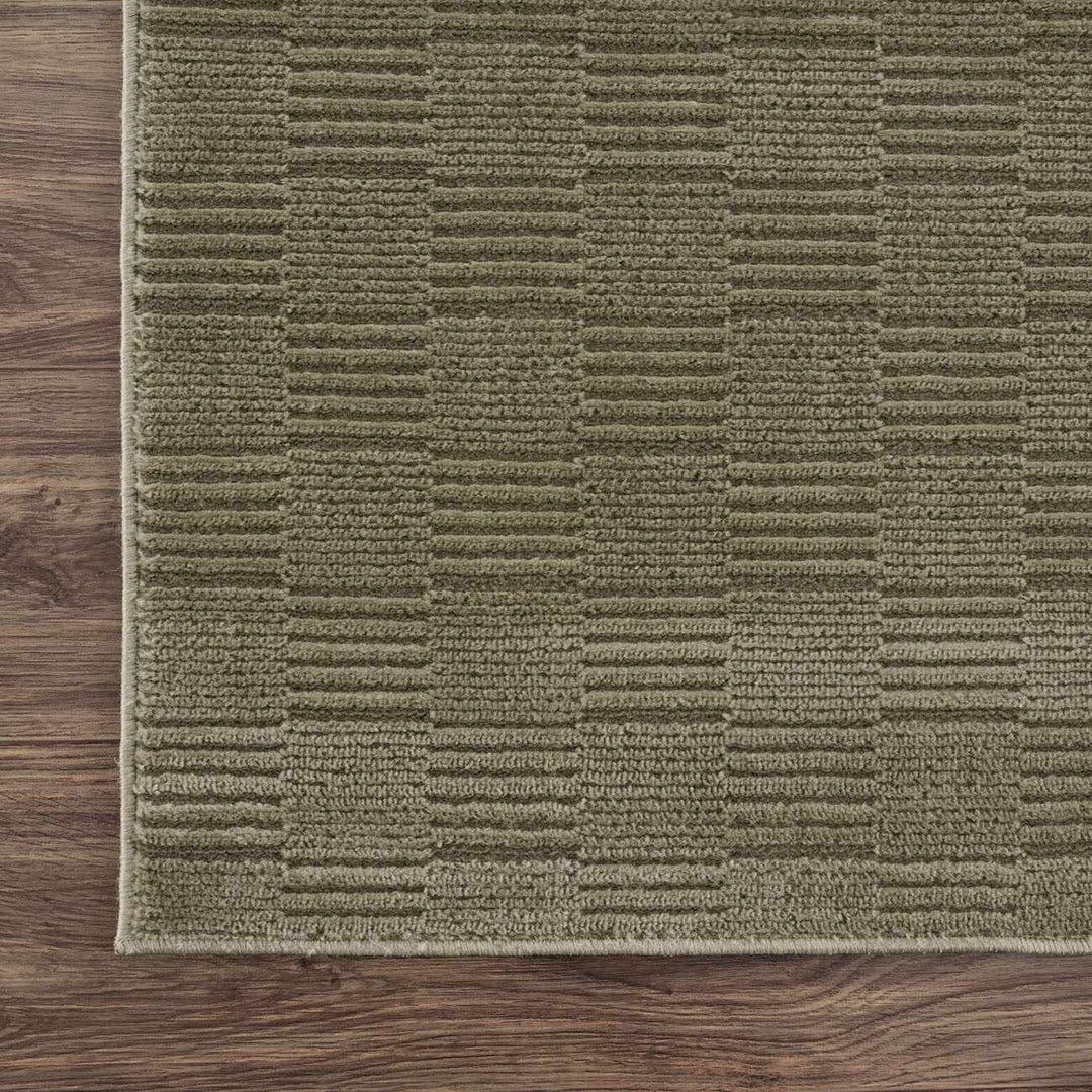 Kazuma Green Contemporary Style Washable Area Rug