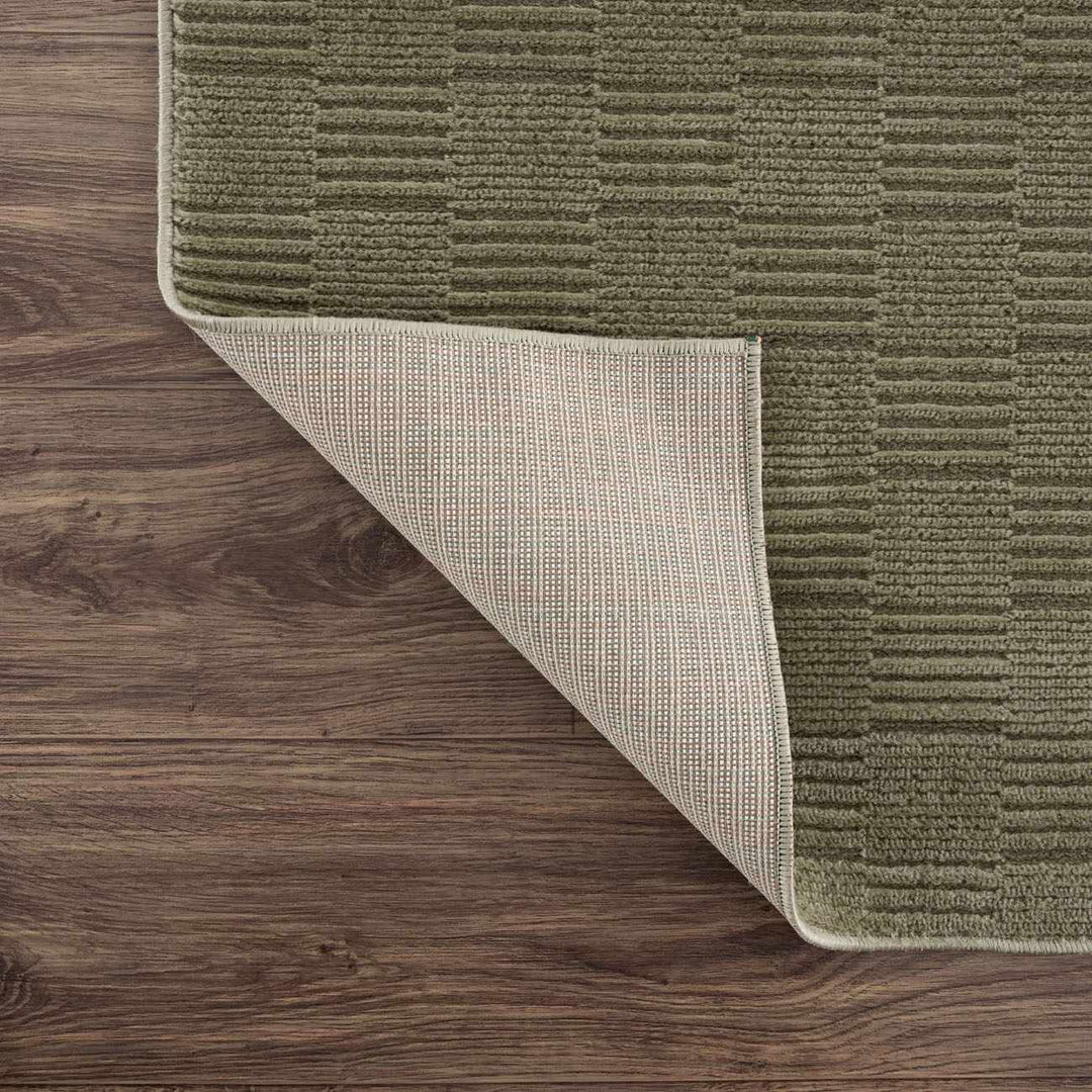 Kazuma Green Contemporary Style Washable Area Rug