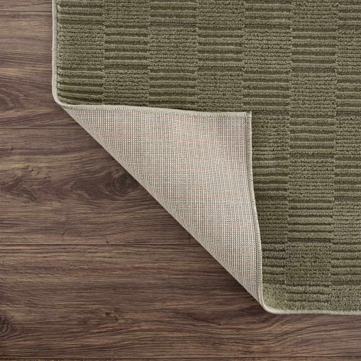 Kazuma Green Contemporary Style Washable Area Rug