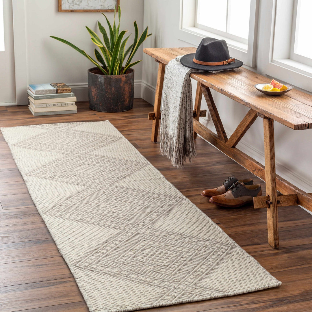 Aanislag Modern Geometrical Ivory And Gray Hand Woven Area Rug - The Rug Decor
