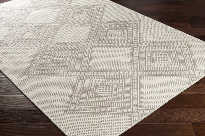 Aanislag Modern Geometrical Ivory And Gray Hand Woven Area Rug - The Rug Decor