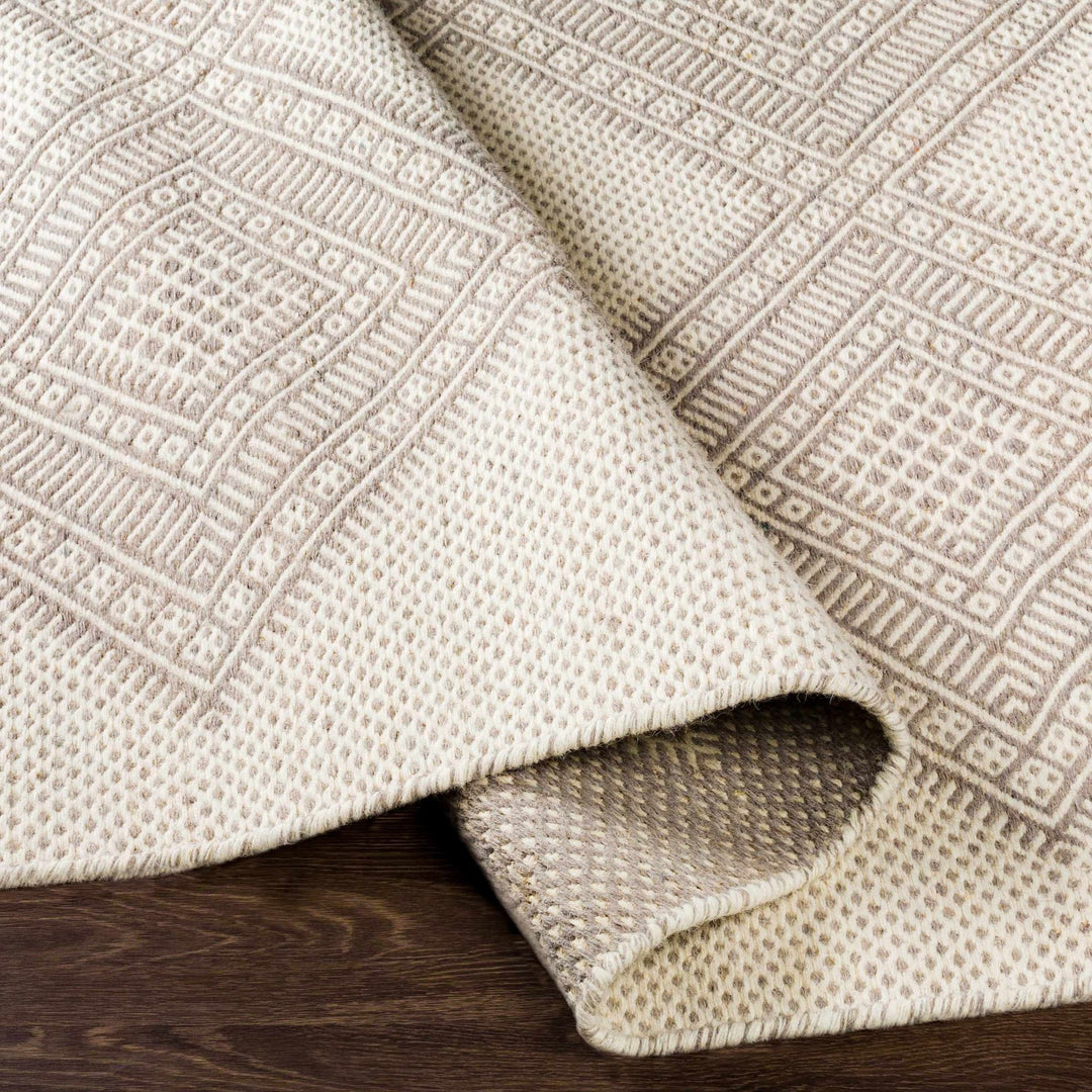 Aanislag Modern Geometrical Ivory And Gray Hand Woven Area Rug - The Rug Decor