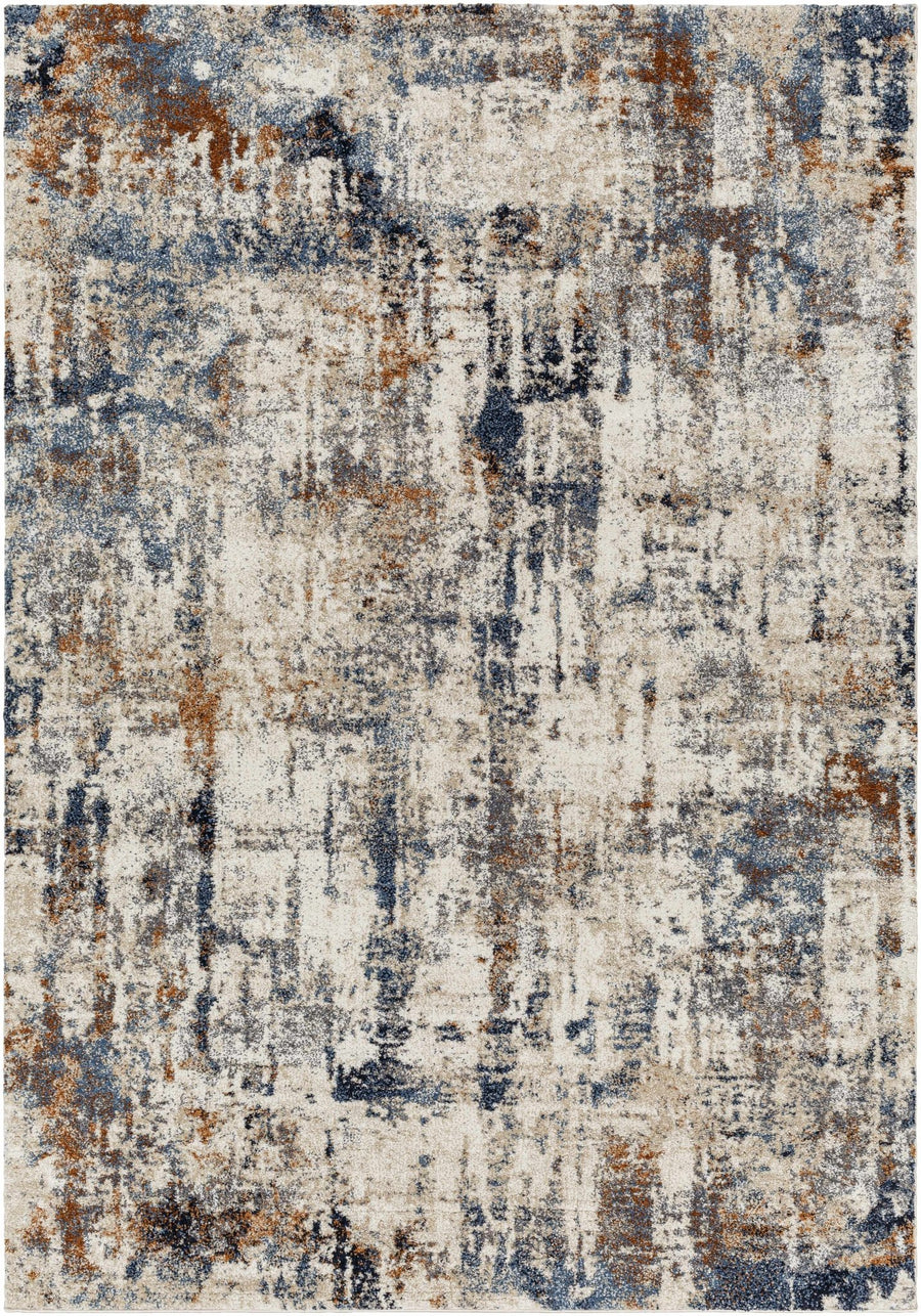 Abaca Abstract Design Beige And Blue Area Rug - The Rug Decor