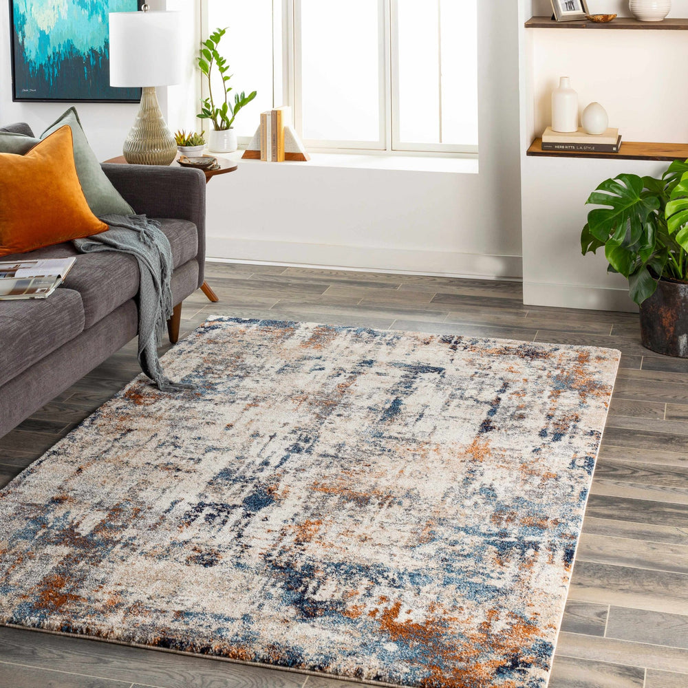 Abaca Abstract Design Beige And Blue Area Rug - The Rug Decor