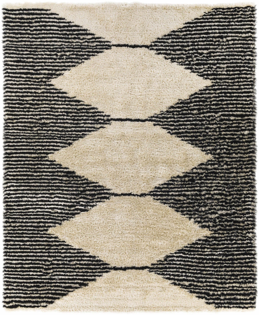Aberchirder Ivory And Black Modern Geometrical Hand Tufted Area Rug - The Rug Decor