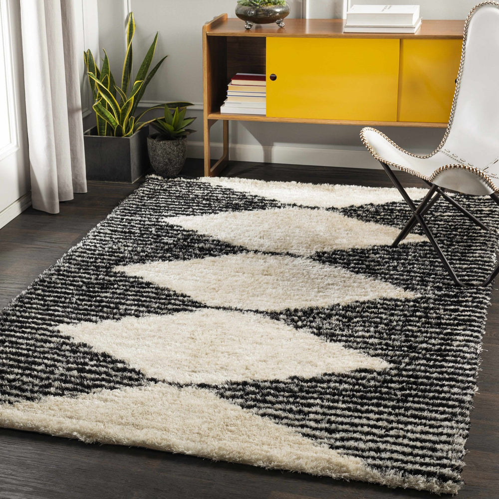 Aberchirder Ivory And Black Modern Geometrical Hand Tufted Area Rug - The Rug Decor