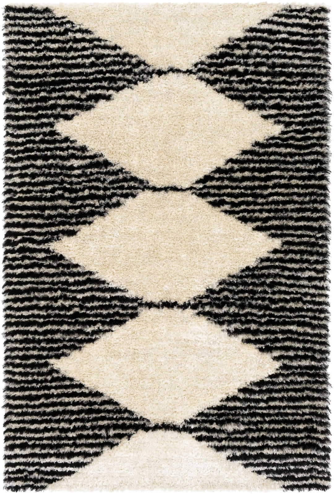 Aberchirder Ivory And Black Modern Geometrical Hand Tufted Area Rug - The Rug Decor