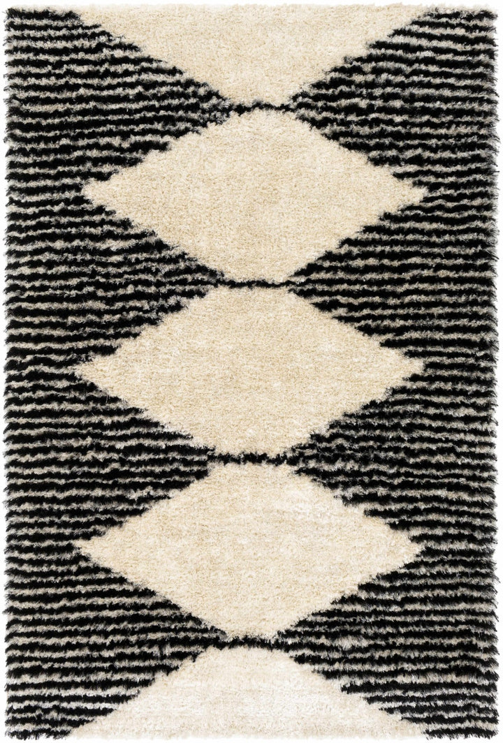 Aberchirder Ivory And Black Modern Geometrical Hand Tufted Area Rug - The Rug Decor