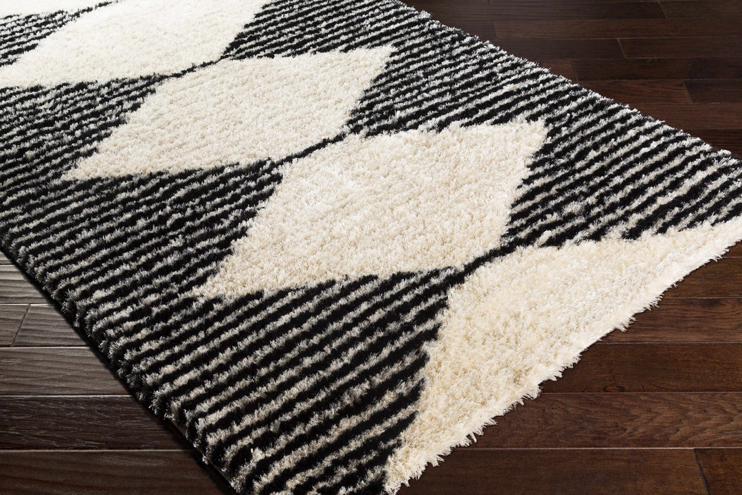 Aberchirder Ivory And Black Modern Geometrical Hand Tufted Area Rug - The Rug Decor