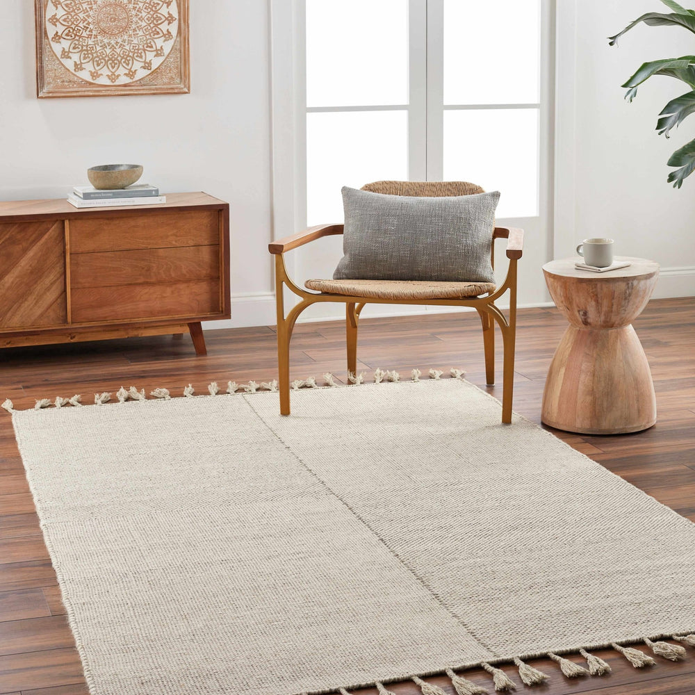 Abhay Bohemian Style Beige Hand Woven Wool Area Rug - The Rug Decor
