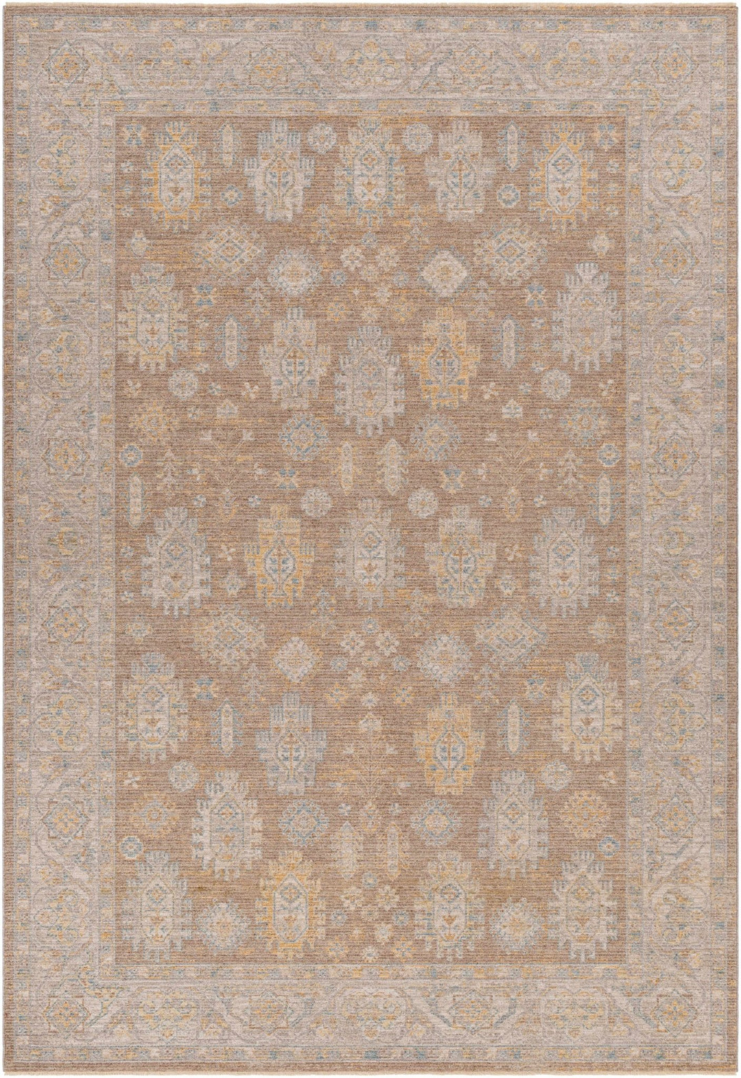 Achim Traditional Medallion Design Tan & Gray Rug - The Rug Decor