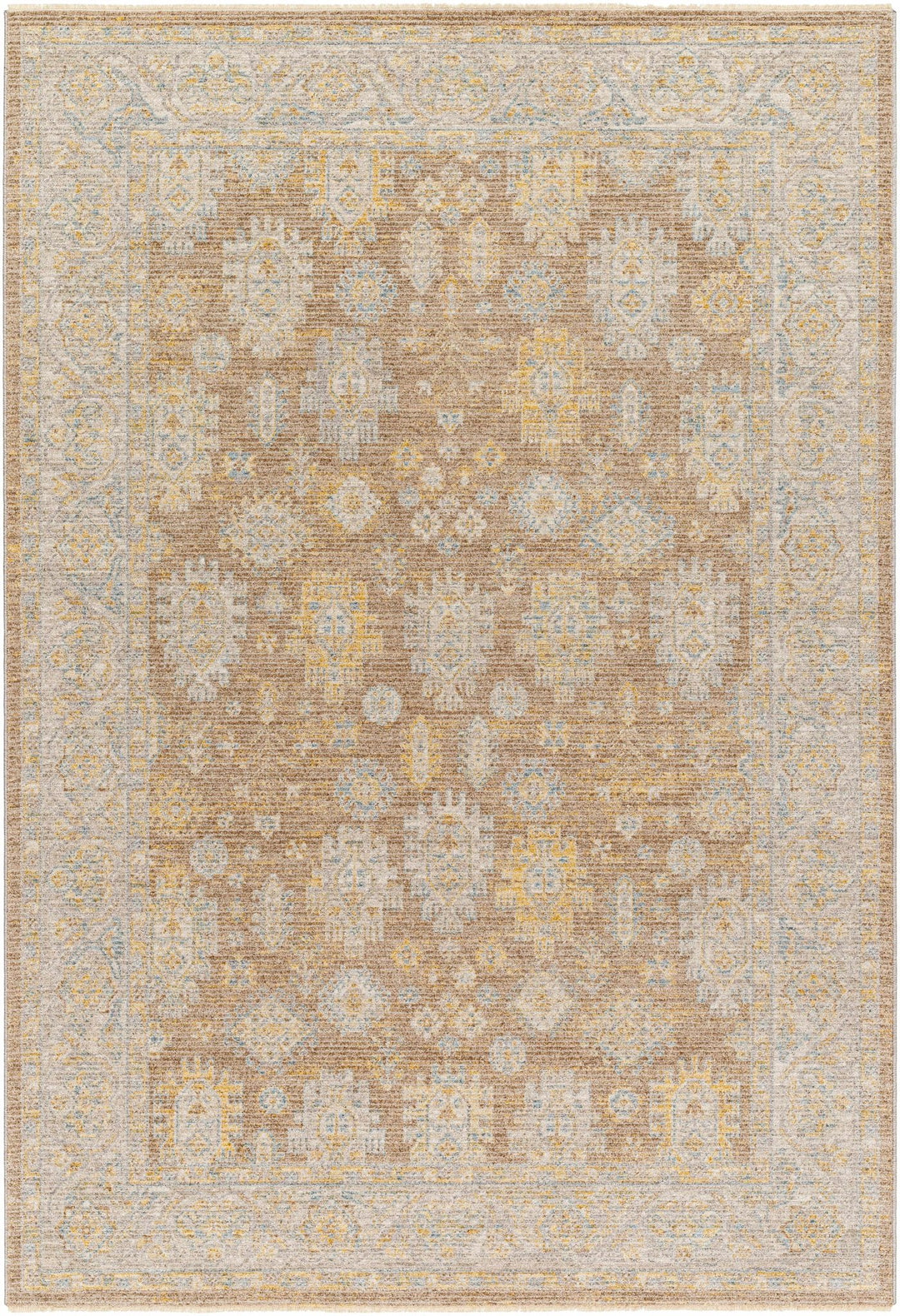 Achim Traditional Medallion Design Tan & Gray Rug - The Rug Decor