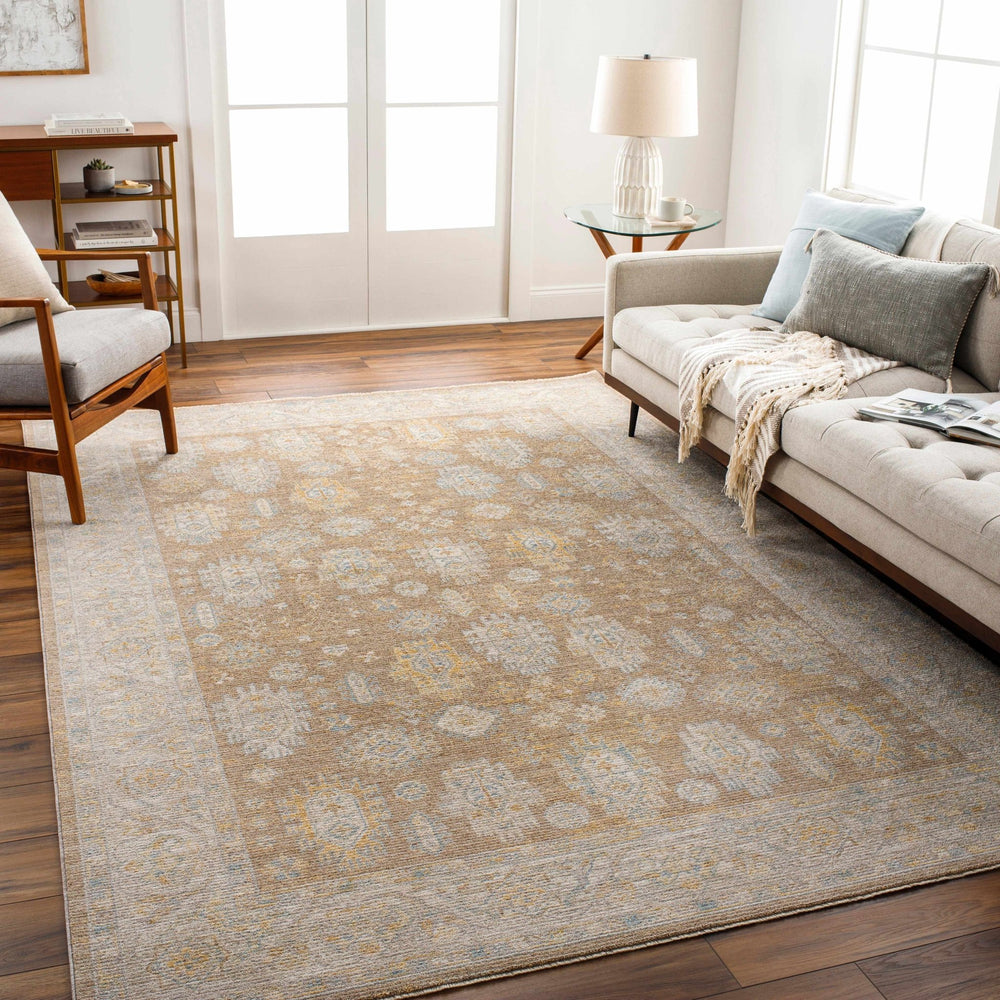 Achim Traditional Medallion Design Tan & Gray Rug - The Rug Decor