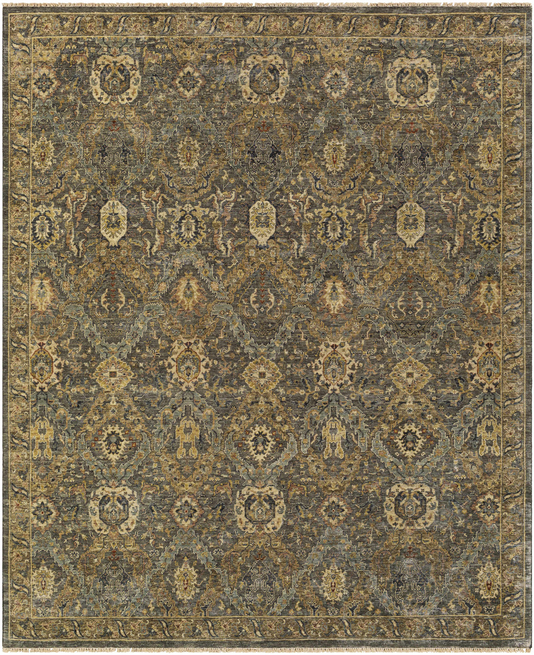Acmar Beige And Brown Traditional Style Hand Knotted Area Rug