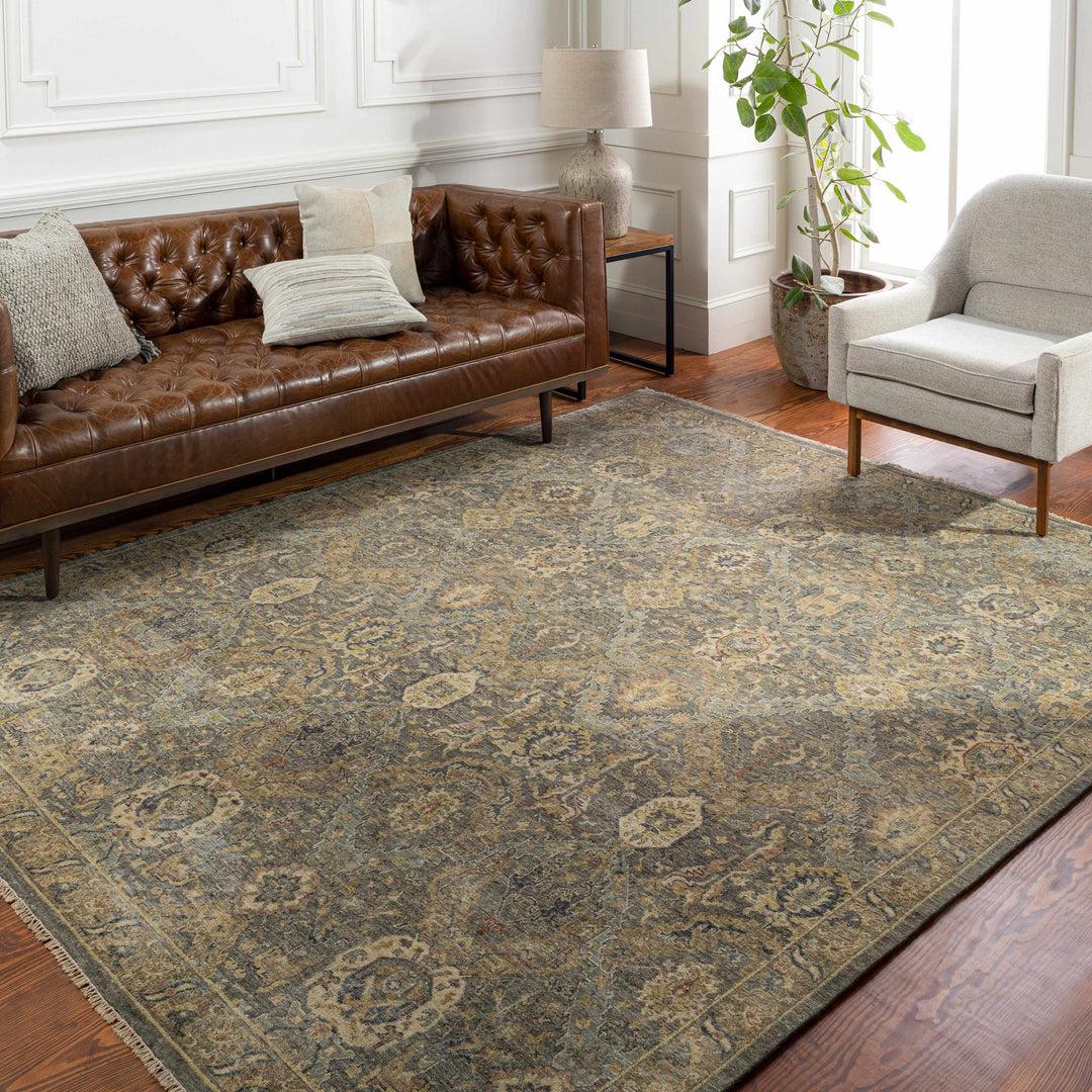 Acmar Beige And Brown Traditional Style Hand Knotted Area Rug