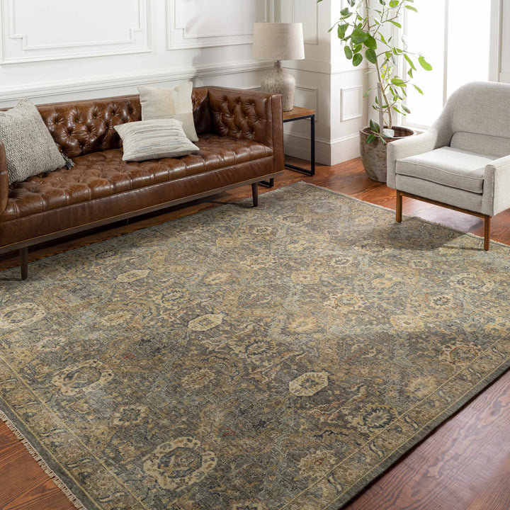 Acmar Beige And Brown Traditional Style Hand Knotted Area Rug