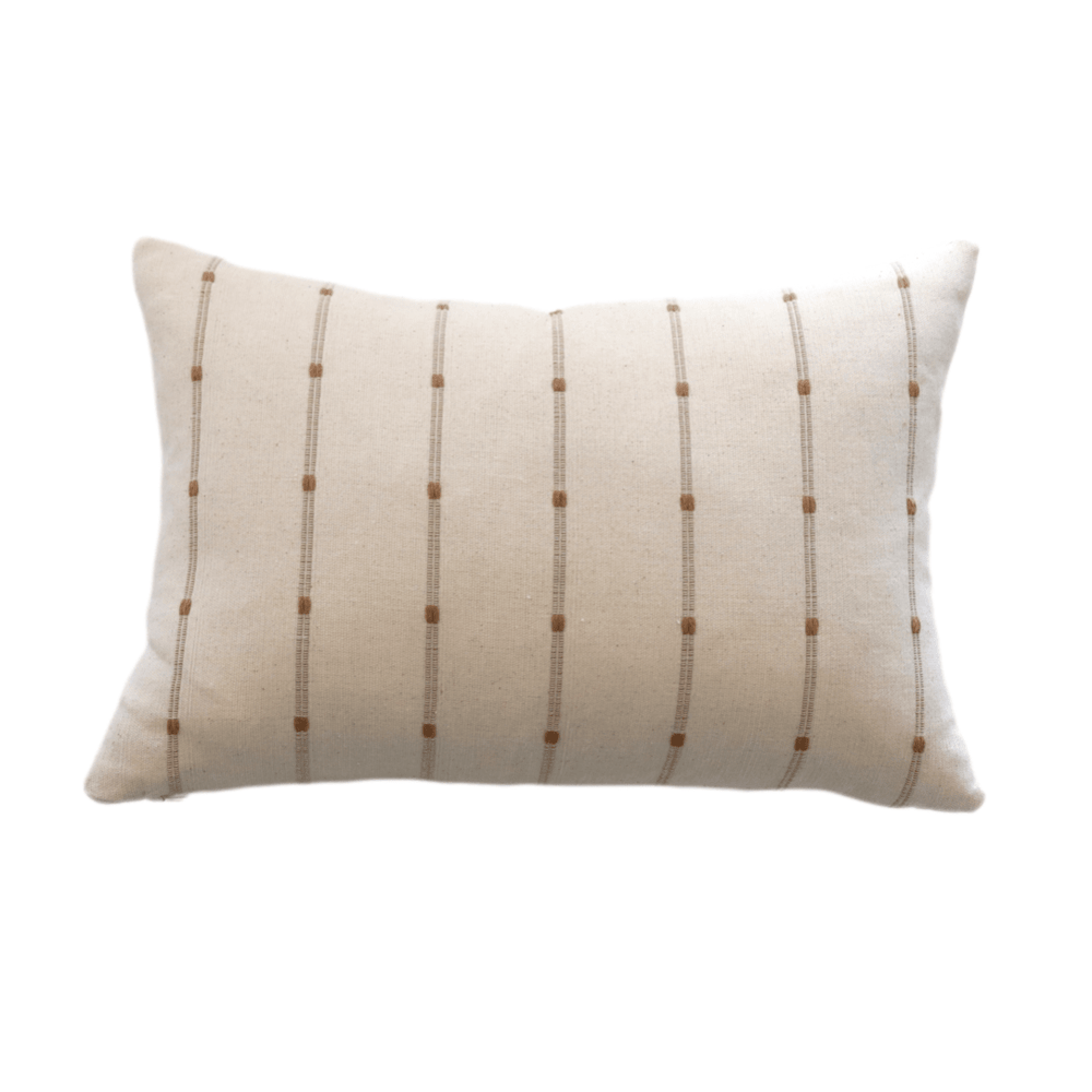 Ada Cream & Rust Striped Lumbar Pillow Cover - The Rug Decor