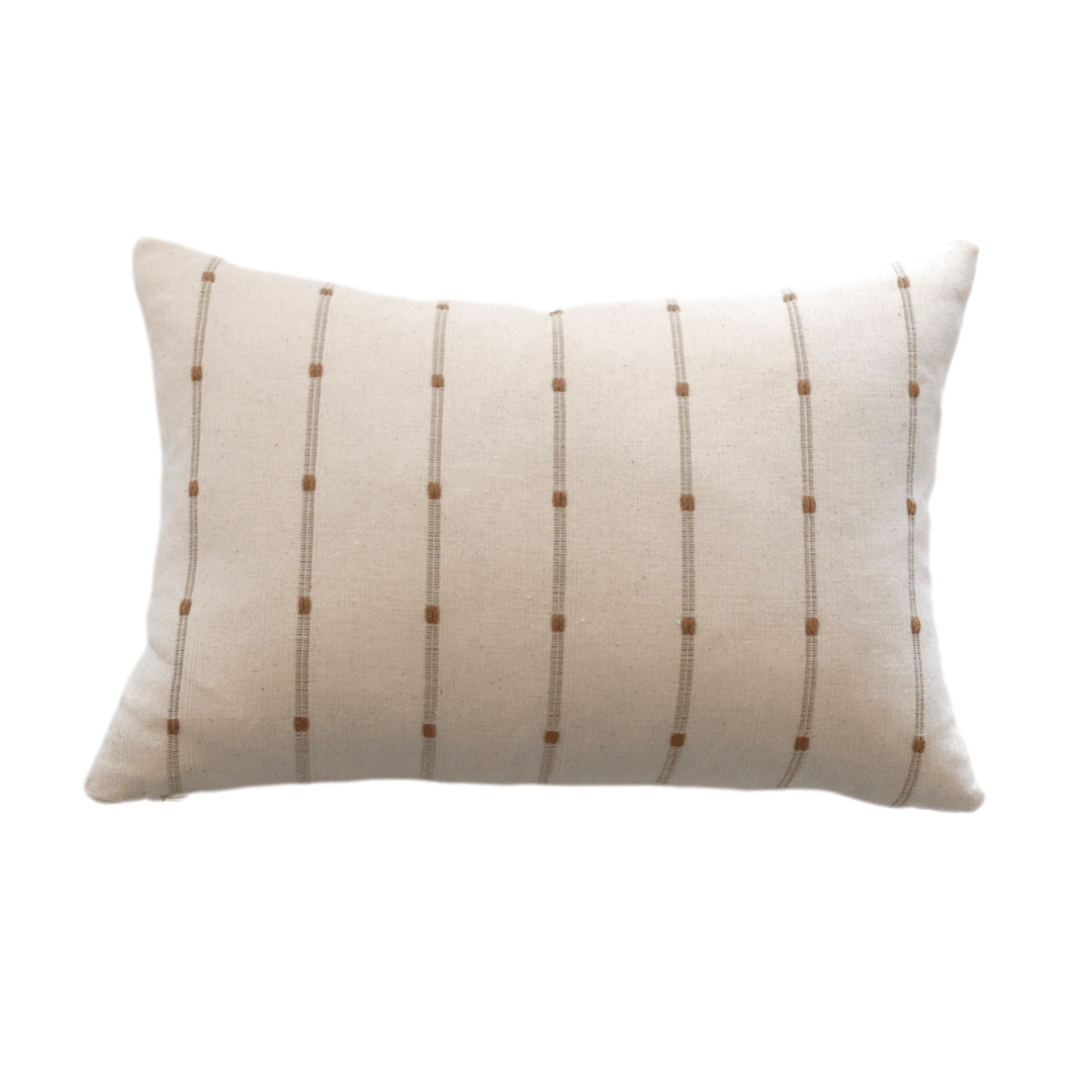 Ada Cream & Rust Striped Lumbar Pillow Cover - The Rug Decor