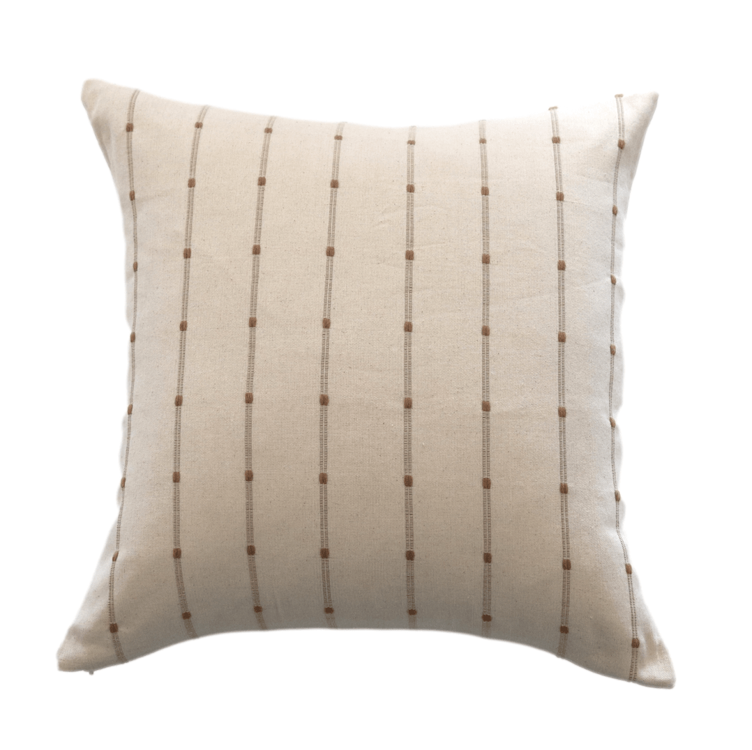 Ada Cream & Rust Striped Lumbar Pillow Cover - The Rug Decor
