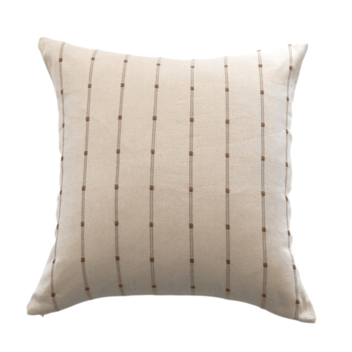 Ada Cream & Rust Striped Lumbar Pillow Cover - The Rug Decor