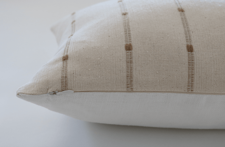 Ada Cream & Rust Striped Lumbar Pillow Cover - The Rug Decor
