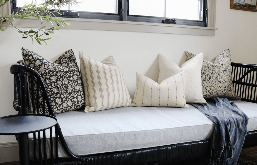 Ada Cream & Rust Striped Lumbar Pillow Cover - The Rug Decor