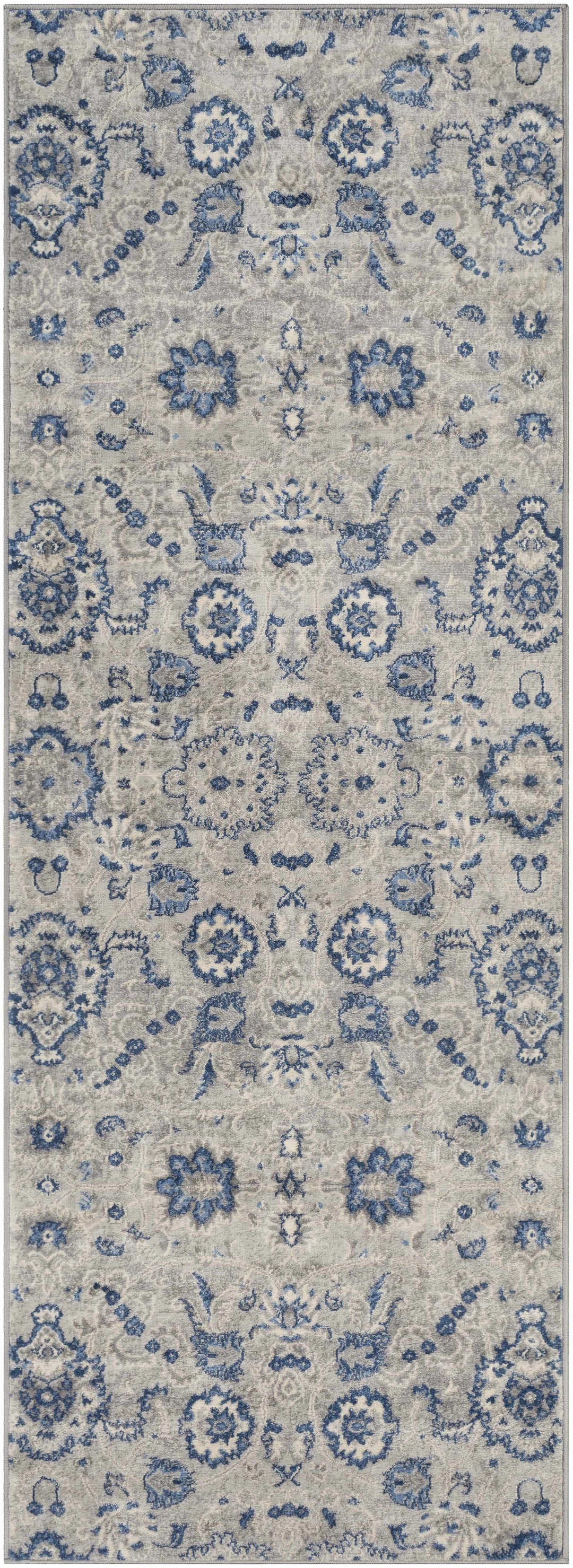 Adairsville Blue And Gray Traditional Floral Design Area Rug