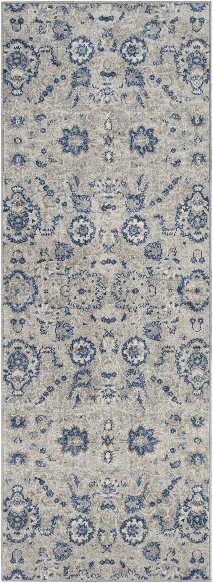 Adairsville Blue And Gray Traditional Floral Design Area Rug