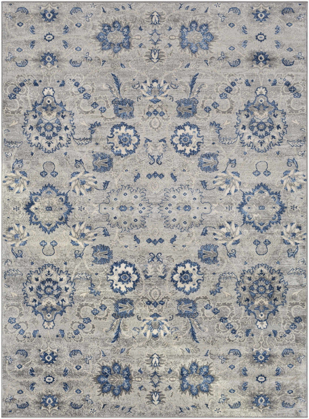 Adairsville Blue And Gray Traditional Floral Design Area Rug