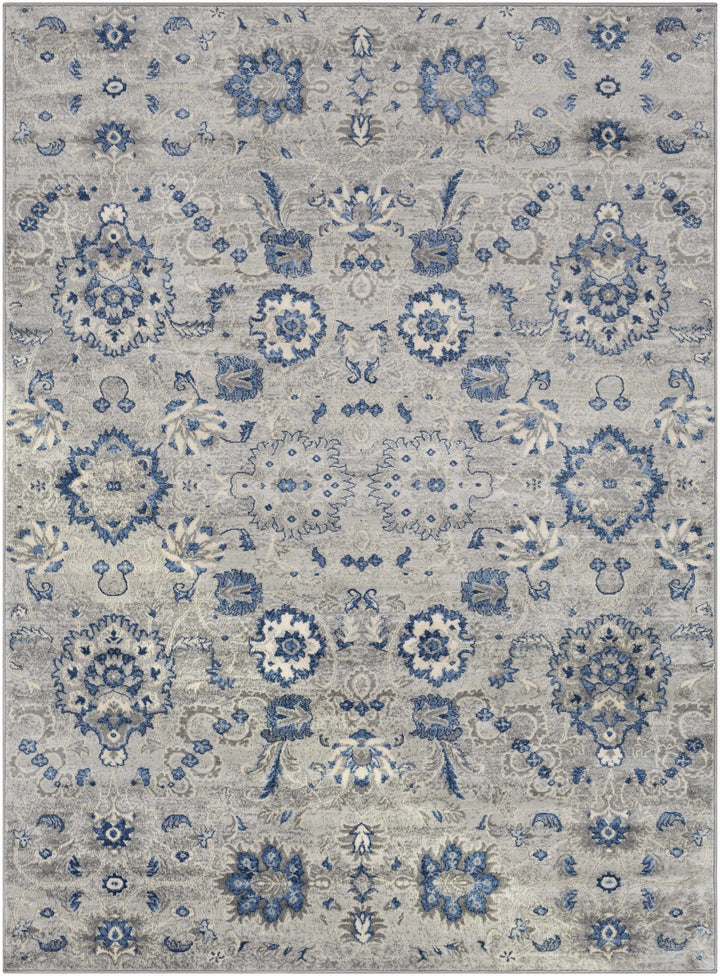 Adairsville Blue And Gray Traditional Floral Design Area Rug