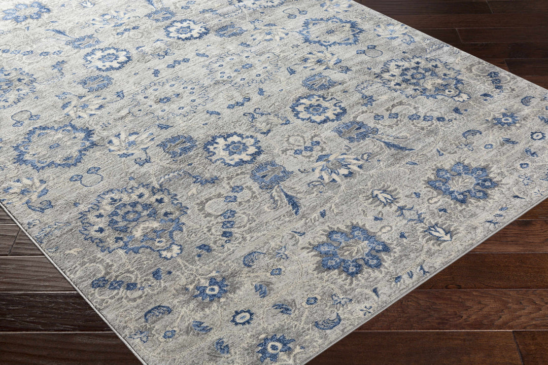 Adairsville Blue And Gray Traditional Floral Design Area Rug