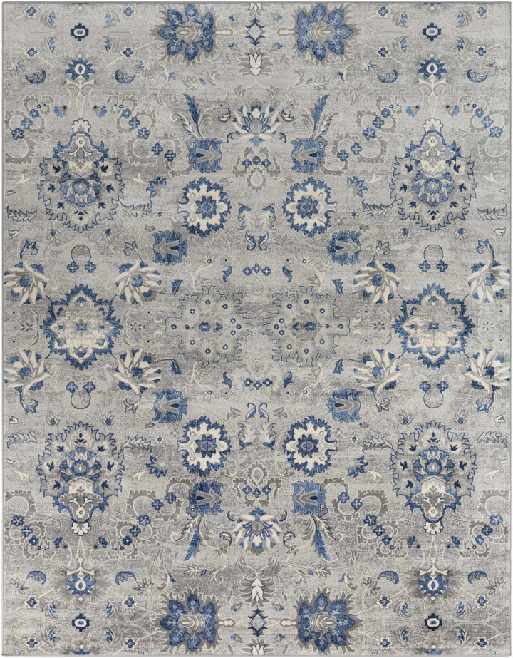 Adairsville Blue And Gray Traditional Floral Design Area Rug