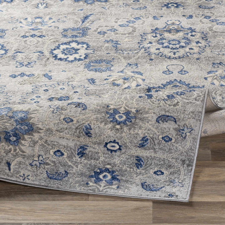 Adairsville Blue And Gray Traditional Floral Design Area Rug