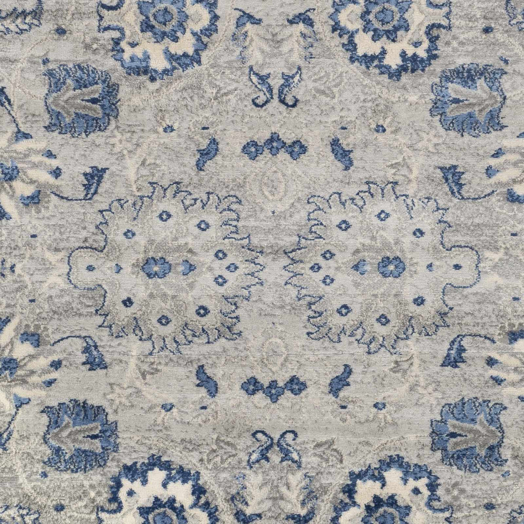 Adairsville Blue And Gray Traditional Floral Design Area Rug