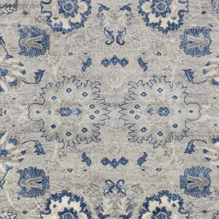 Adairsville Blue And Gray Traditional Floral Design Area Rug