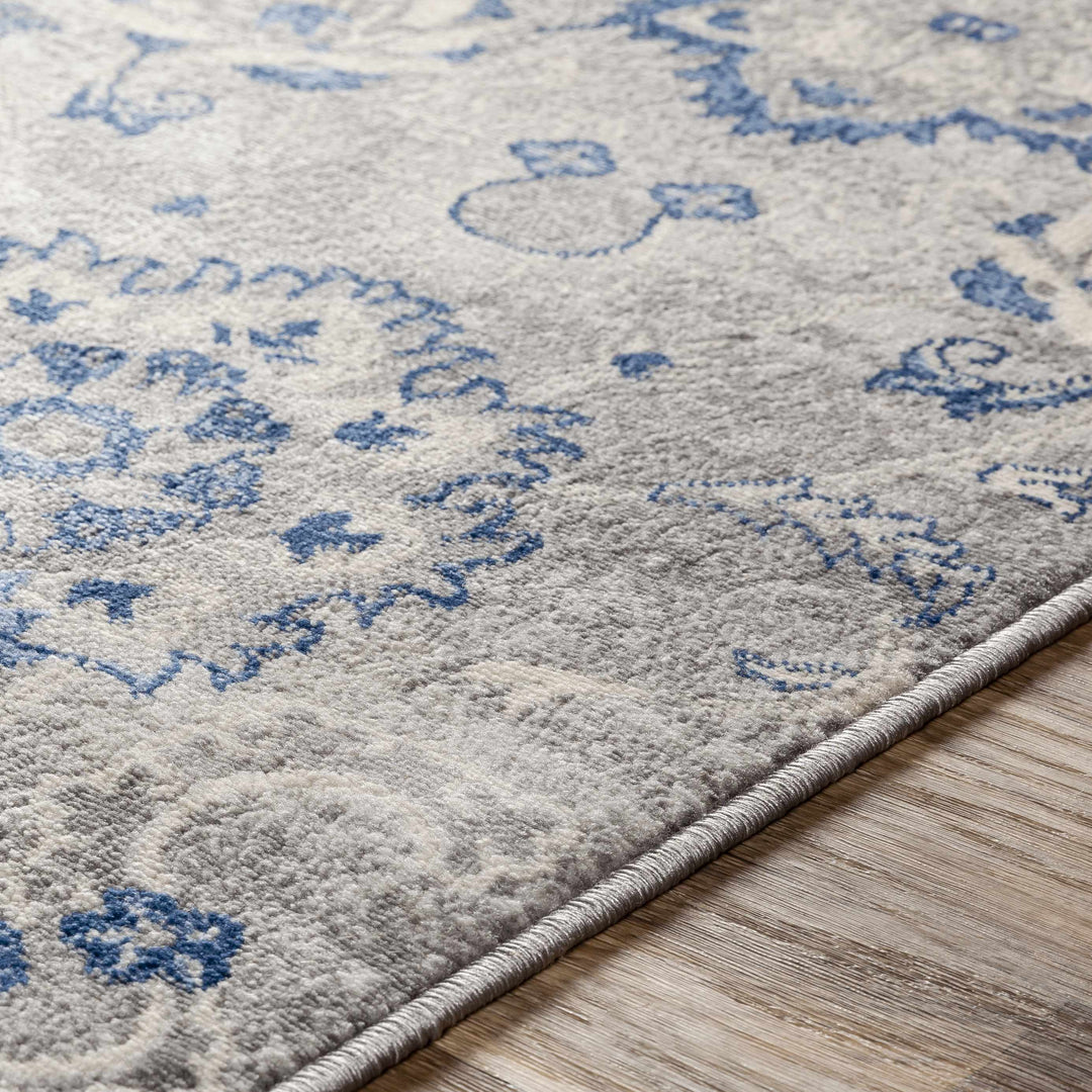 Adairsville Blue And Gray Traditional Floral Design Area Rug