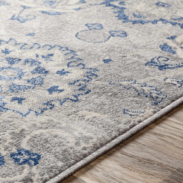 Adairsville Blue And Gray Traditional Floral Design Area Rug