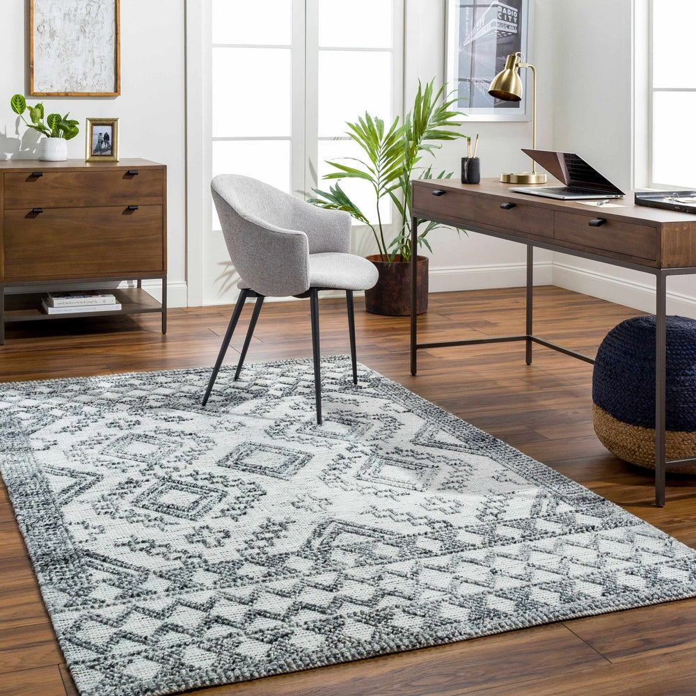 Adan Contemporary Geometrical Gray And Ivory Rug - The Rug Decor