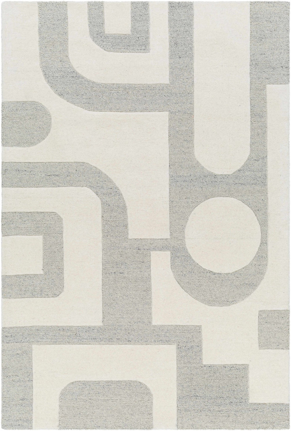 Adeja Contemporary Geometric Design Ivory And Gray Hand Tufted Wool Rug - The Rug Decor