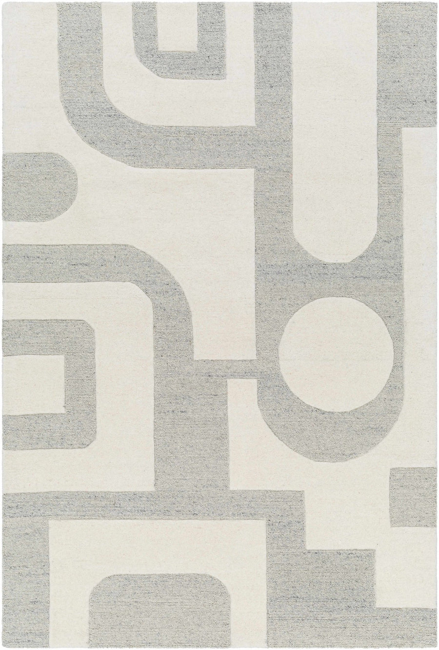Adeja Contemporary Geometric Design Ivory And Gray Hand Tufted Wool Rug - The Rug Decor
