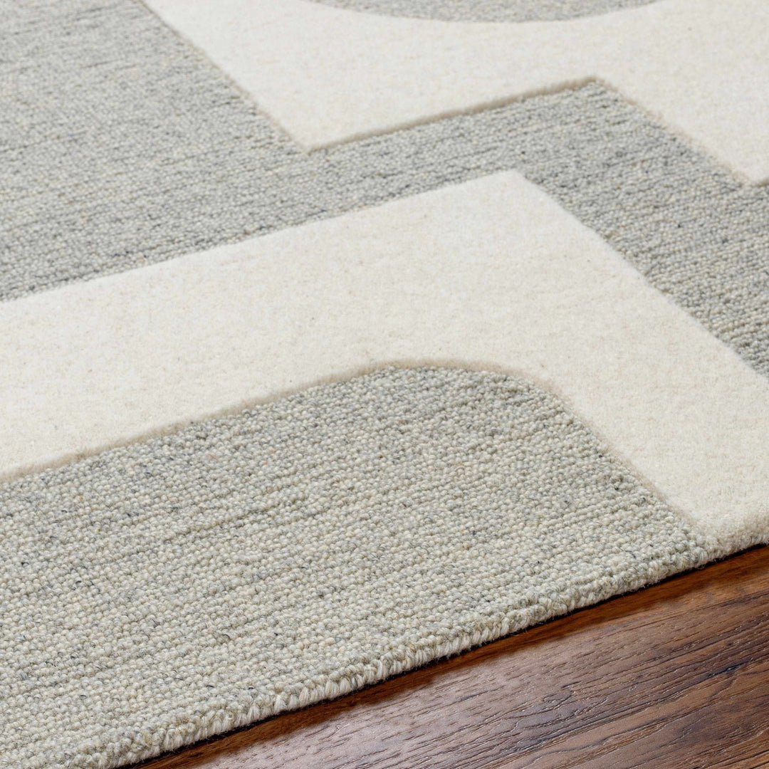Adeja Contemporary Geometric Design Ivory And Gray Hand Tufted Wool Rug - The Rug Decor